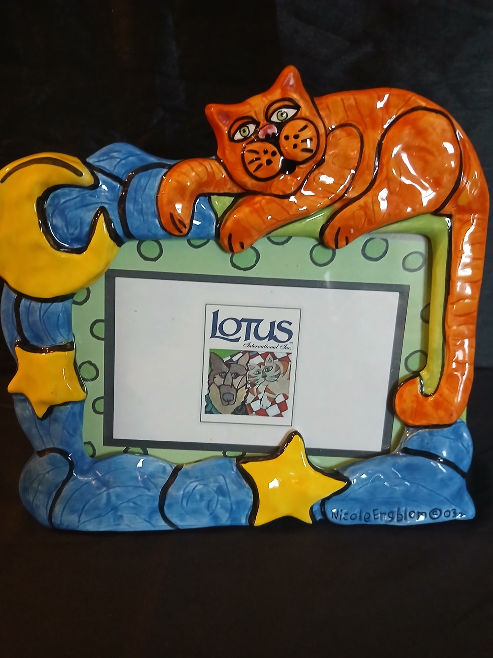 Lotus Orange Cat Ceramic Picture Frame